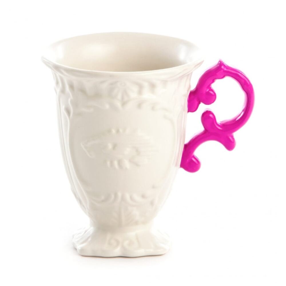 SELETTI I*Wares I*Mug Porcelain Mug Fuchsia Pink Handle NEW IN BOX
